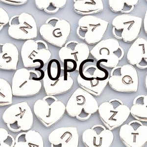 TEMU 30개 안티크 실버 스타일의 철자 하트 펜던트 (아연 합금 재질). 이 영어 철자 참은 팔찌, 귀걸이, 발찌, 목걸이, 헤어 장식, 지갑 장식 등 주얼리 제작에 완벽합니다.