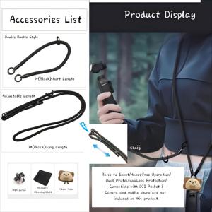 TEMU DJI Osmo Poet 3용 액세서리, 랜야드, 핸드 스트랩, 크로스바디 로프 포함, Osmo Poet 카메라용 보호 케이스, GoPro, Insta360, Sjcam, DJI 액션 카메라 및 휴대폰 크로스바디 로프 액세서리. DJI Osmo Poet 3용 핸즈프리 넥 스트랩, 크로스바디 웨어러블 랜야드|핸드폰스트랩