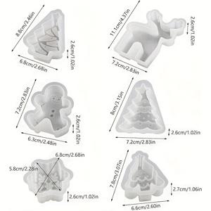 TEMU 6개 세트 DNEJIU 재사용 가능한 실리콘 스타일(레진) 캔들 & 비누 몰드 세트 - 크리스마스 테마 DIY 몰드 (트리, 눈송이, 눈사람, 순록, 화환, 양말 모양) - 캔들, 핸드메이드 비누, 석고 공예용 쉬운 탈형 - 완벽한 선물