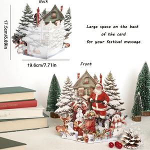 TEMU 1개 팝업 3D 크리스마스 카드 - 3D 튀어나오는 & 눈사람 장면 - 고품질 종이 - 휴일 장식용 액션 인사말 카드, 크리스마스 소원, 마법 같은 겨울 카드 (영문 텍스트), 크리스마스 장식