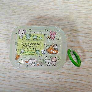 TEMU 에어팟 2, 3, Pro, Pro2, Pro3 및 에어팟 4용 패셔너블한 TPU 케이스 (그린 릴렉스 곰돌이 디자인)|폰케이스