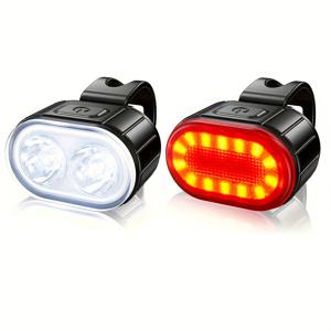 TEMU 두 개의 세트, 헤드라이트와 테일라이트. 새로운 조명 장비, USB 충전 방법, 사용 가능: 휴대용 손전등, 자전거 조명 장비, 야간 낚시 조명, 자전거 조명, 비상 조명, 야간 작업, 헬멧 후미등, 경광등, 전기자전거 라이트