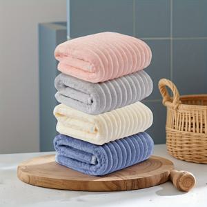TEMU 4팩 소프트 코랄 타월 - 빠른 건조 목욕 & 핸드 타월, 욕실, 여행, 캠핑용 - 침대보 색상 (털빠짐/색상 손실 없음) - 현대적인 직사각형 타월