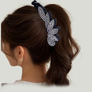 TEMU 여성용 강력한 장력 바나나 헤어 클립 - 꽃 모양 바레트 잠금 장치가 있는 톱니 포니테일 홀더, 두꺼운/얇은 머리용 미끄럼 방지 헤어 클로, 다색상 (검정/분홍/파랑/보라/갈색) - 브레이드, 번, 포니테일용 내구성 있는 헤어