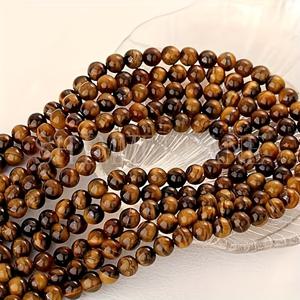 TEMU 50개 천연 타이거 아이 스톤 비즈 - 8mm 마블링 스와일링 제이콥 래더 비즈, DIY 루즈 라운드 보석, 주얼리 제작, 목걸이, 팔찌, 귀걸이용 - 천연 스톤 비즈