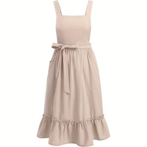 TEMU 1개 1개 빈티지 유럽 플로리스트 앞치마 - 솔리드 컬러 러플 밑단 주방 베이킹 앞치마, 홈웨어, 웨딩 및 플로리스트 이벤트용 - 나일론 충전재, 우아한 플로리스트 디자인 (전통적인 역할 또는 예술적)