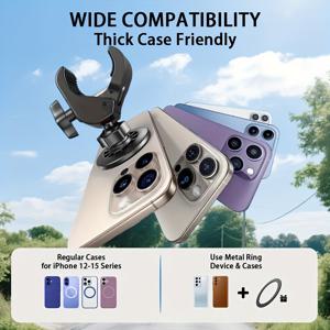 TEMU 360° 각도 조절이 가능한 자석 휴대폰 거치대. 트레드밀, 자전거, 자동차 핸들 등에 적합하며, 강력한 자석 링으로 안전하게 고정할 수 있습니다.