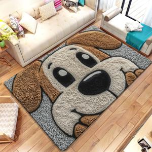 TEMU 800g/㎡ 헤비듀티 베이지 & 브라운 비글 강아지 매트 - 미끄럼 방지 흡수 세탁 가능 대형 소프트 매트, 방, 욕실, 거실, 야외용 - 귀여운 비글 강아지 프린트 (최대 2. 사이즈 제공)