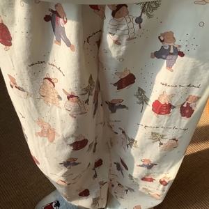 TEMU 여성용 포근한 기모 안감 와이드 레그 팬츠, 귀여운 만화 토끼 & 곰 디자인 - 부드럽고 따뜻하며 편안한 캐주얼 웨어, 홈웨어 또는 야외 활동에 적합, 사계절 내내 편안함, 캐주얼 웨어 팬츠 | 발랄한 디자인 팬츠 | 부드러운 기모 팬츠