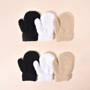 TEMU 어린이용 겨울 코랄 두꺼운 장갑 3켤레, 유아 아기 따뜻한 장갑, 씹기와 긁기 방지, 일상 캐주얼 복장 및 추운 날씨 출퇴근에 적합