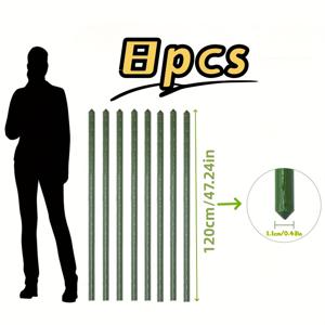 TEMU 8개 세트 플라스틱 코팅 강철 코어 헤비듀티 정원 식물 지지대 - 튼튼한 높은 티피, 덩굴식물, 콩, 관목, 토마토, 완두콩용 야외 정원 스테이크 (11mm)