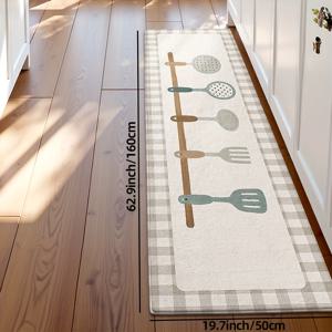 TEMU 1개 주방 매트, 따뜻한 체크무늬 주방용품 홀더 매트, 미끄럼방지 긴 러너 매트, 주방, 복도 및 홈 데코용