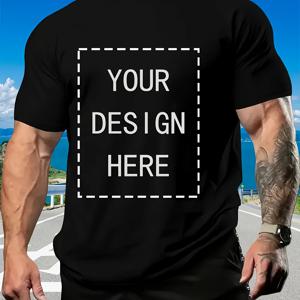 TEMU 남성 맞춤 로고 티셔츠 - 나만의 로고/텍스트/그래픽 디자인 가능 - 대량 주문 환영 - 여름 캐주얼 라운드넥 반팔 티 - 기계 세탁 가능 화이트 라벨 브랜딩 셔츠 (프로모션 이벤트 & 기업 브랜딩용)