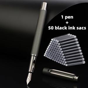 TEMU 1+50개 세트/(1 펜 + 50 교체용 잉크 ) 고급스러운 메탈 만년필, 4가지 색상 제공, 매트 마감으로 부드러운 필기감 – 학교, 사무실 또는 비즈니스 서명에 완벽한 일상 사용. 훌륭한 선물 선택