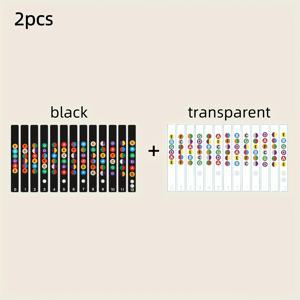 TEMU 2개 세트 기타 핑거보드 스티커 - 컬러 코드 음표 & 코드 차트, 번호 표시된 프렛(1-12) - 어쿠스틱/베이스 기타용 - 초보자/전문 음악가를 위한 쉬운 연습, 잔여물 없이 제거 가능