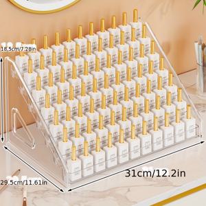 TEMU 2/1 호환 아크릴 네일 디스플레이 스탠드 - 강력한 아크릴 다층 선반, 경첩문/다리 포함 - 네일 살롱, 네일 아트 스튜디오, 네일 폴리시 & UV 램프 보관용 - 무공구 설치 (강력한 아크릴)