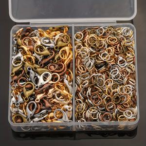 TEMU 600개 알로이 로브스터 걸쇠 및 스플릿 링 세트 (Jump 링 500개, 로브스터 걸쇠 100개 포함), 비즈, 스페이서 커넥터, 팔찌 링크, 귀걸이 뒷마개, 목걸이 엔드 캡, 폰 체인, 오픈 링, 다기능 주얼리 AC에 적합