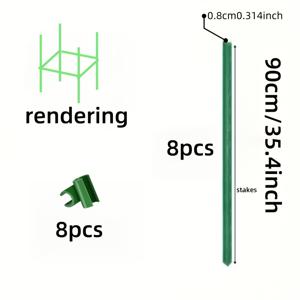 TEMU 간편 조립 식물 지지대 시스템 - 헤비듀티 스테이크 및 커넥터, 녹색 튜브 포함, 튼튼한 DIY 친화적 토마토, 콩, 완두콩, 오이용 - 실외 사용 (초보자용 설치)