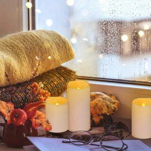 TEMU YETHKE 무화염 LED 캔들 3개 세트, 리모컨 포함, 리얼한 깜빡이는 불꽃 & 조절 가능한 밝기 - 실내/야외용, 결혼식, 파티, 크리스마스용 배터리 구동 불꽃 효과 캔들, 내구성 있는 플라스틱 캔들