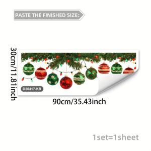 TEMU 2D 평면, 1롤 (30x90cm) 정전기 창문 필름 - PVC 크리스마스 창문 스티커 (눈송이, 홀리, 장식공, 캔디케인 패턴) - 유리문, 거울, 샤워실용 - 반짝이는 장식 (잔여물 없음, 2D 평면)