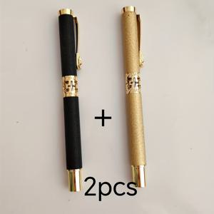 TEMU 세련된 금색 용 머리 볼펜 2개 세트 - 중간 팁, 분리형 캡, 기업 및 교육자 선물용 반짝이는 필기구, 선생님을 위한 선물 | 비즈니스 펜 | 튼튼한 메탈 디자인, 남성/남성에게 어울리는 우아한 펜, 고급 볼펜, 독특한 펜, 학용품, 필기용 펜, 고품질 볼펜, 학교용 펜