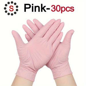 TEMU 30개입 다용도 니트릴 장갑, 핑크색, 가정용 청소 장갑, 라텍스 프리, 파우더 프리, 가정 거실, 주방 청소, 설거지, 야외 차량 세척, 애완 동물 관리, 염색 등에 적합, 일반 등급
