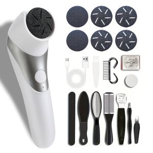 TEMU 전동 발 연마기 세트, 3/6개 교체용 연마 헤드 및 10개 페디큐어 도구 포함, 발의 각질 제거, 건조하고 갈라진 발을 위한 전문 발 관리 도구 세트, 2단 속도 조절, 리튬 배터리, 최고의 선물