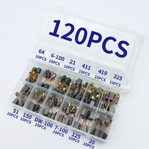 TEMU 가정용 장식 전동 공구용 120개 탄소 브러시 세트 - 12가지 사이즈 제공, 앵글 그라인더, 임팩트 드릴, 전동 드릴, 원형 톱 유지 보수 및 교체에 적합, 내구성 좋은 금속 브러시
