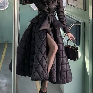 TEMU 여성용 우아한 롱 슬리브 맥시 드레스 벨트 포함 - 겨울 웨딩 게스트 가운, 정장 파티 이브닝 드레스, 프로모 & 갈라용 세탁기 사용 가능한 의상 (단색)|여성원피스|드레스