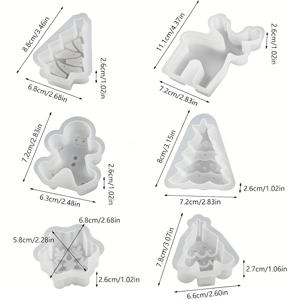 TEMU 크리스마스 양초 6개 세트: 징글브레드, 사슴, 눈꽃, 크리스마스 트리 실리콘 몰드, 축제 장식용.