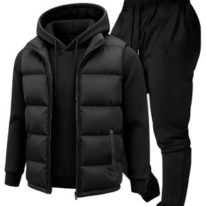 TEMU 남성용 캐주얼 세트 - 캐릭터 후드집업 & 스포츠 조거팬츠 세트|남자바지