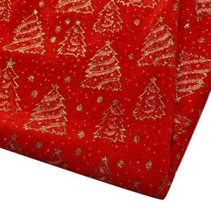 TEMU 1개 특대형 크리스마스 패브릭 시트 - 대형 59x19.68인치 미리 재단된 벨벳 질감, 빨간색 & 금색 글리터 트리 패턴, 재봉, 퀼팅, 공예, 장식용 헤비 듀티 - 크리스마스 트리, 테이블보, 베개, 가방에 적합