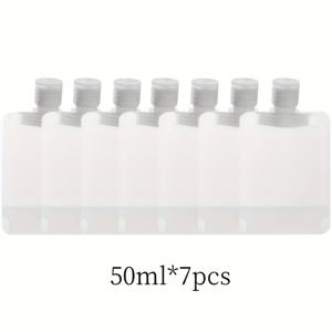 TEMU 7개 재사용 가능한 플라스틱 화장품 용기 - 샴푸, 로션, 용기 포함 휴대용 여행 가방 - 누출 방지 및 무취, 30ml/50ml/100ml 사이즈로 제공.