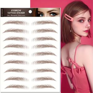 TEMU 4개입 리얼 브라운 눈썹 타투 스티커 - 방수 및 땀 방지, 자연스러운 눈썹, 간편한 부착, 일상 및 특별한 행사에 적합한 오래 지속되는 홀드 - 할로윈, 크리스마스, 생일 선물로 완벽 - 모든 밝은 피부톤에 적합|타투스티커