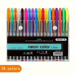 TEMU 18팩 밝은 글리터 젤 펜 - 글쓰기, 색칠, 저널링, 다이어리에 적합 - 부드러운 필기를 위한 파란색 및 빨간색 듀얼팁 포함