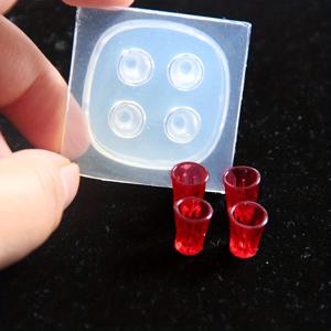 TEMU 귀여운 작은 와인 미니어처 고 투명 실리콘 몰드 불꽃 컵 4개, 접착 몰드 소형 컵 레진 액체 몰드