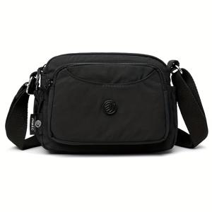 TEMU 여성용 크로스바디 백, 단색 중년 엄마 토트백, 작은 사각형 다중 수납 지퍼 숄더백, 쇼핑, 여행 및 일상 사용을 위한 지퍼 잠금 나일론 소재|여행용크로스백