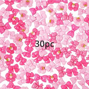 TEMU 30개 세트 레진 슬라임 참 핑크 귀여운 리본 장식 혼합 액세서리 대량 구매|슬라임