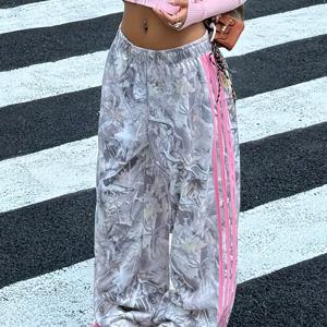 TEMU 여성 빈티지 와이드 레그 팬츠 - 사이드 스트라이프가 있는 비침 방지 트라우저, 올 시즌 데일리 & 포멀룩 - 파티, 캐주얼 웨어를 위한 세탁기 사용 가능한 논스트레치 원단, 레트로 스타일 하의, 파티 팬츠, 내구성 좋은 트라우저