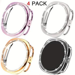 TEMU 삼성 8 (40mm/44mm)용으로 디자인된 시계 케이스 4종. 매력적인 PC 라인스톤 보호 기능이 특징입니다. 블랙, 실버, 로즈 골드, 핑크, 미드나이트 블루, 스타라이트, 투명 등 다양한 색상으로 제공되는 세련된 케이스입니다.