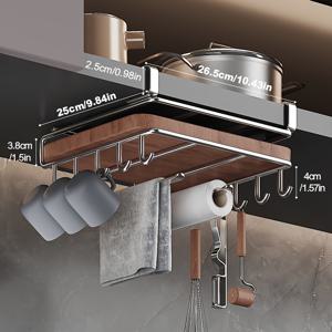 TEMU 스테인리스 스틸 주방 정리대 - 매달아 보관 가능한 도마, 컵, 랩, 냄비 뚜껑 정리대 - 광택 표면, 캐비닛 및 싱크대 아래 정리에 적합