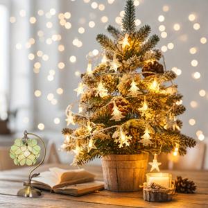 TEMU 눈꽃과 크리스마스 트리 모양의 LED 스트링 조명 세트. 플라스틱 재질, 배터리 작동 방식 (배터리 미포함). 크리스마스, 추수감사절, 새해, 결혼식 등 휴일 파티 장식에 적합합니다.