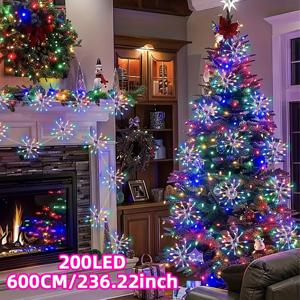 TEMU 1줄 59.06인치 50/118.11인치 100/236.22인치 200 LED 행잉 조명, 8가지 조명 모드의 크리스마스 트리 장식 조명, 방 장식, 정원, 파티오, 파티, 크리스마스 장식, 마당, 상점, 호텔 실내 장식 조명에 적합, 미니 조명, 조명 인테리어 소품, led 조명, led 줄전등, 무드등, 미니어처 조명|무드등