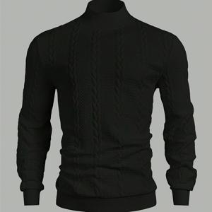 TEMU 남성용 단색 캐주얼 하이넥 니트 풀오버, 해외 직구 인기템