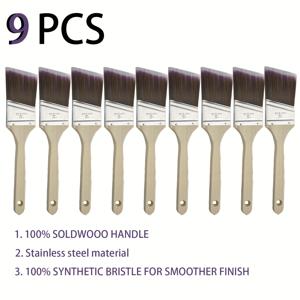 TEMU 9개 고품질 얇은 페인트 브러쉬 - 좁은 공간에 이상적, 수성 및 라텍스 페인트에 적합, 가구 리폼, 문 페인팅 및 트림 작업에 완벽, 문 페인팅 도구, 앵글 브러쉬 디자인