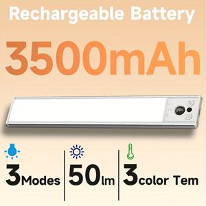 TEMU 3500mAh 삼색 온도 조절 LED 벽 조명 | 옷장, 책장, 주방 조명에 적합, USB 충전, 모션 센서, EZVALO