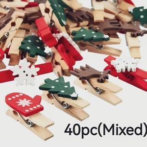 TEMU 40개 미니어처 크래프트 클립 - 크리스마스 트리, 장갑, 순록 & 눈송이 장식용 - 인공 나무 클립과 걸이 끈 포함, 결혼식, 파티, 생일, 사진 전시용 - 다목적 소형 홀더