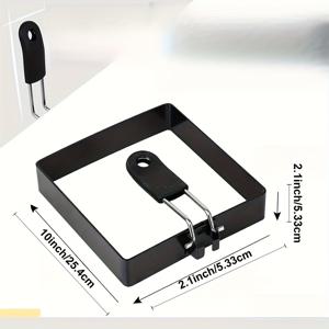 TEMU 1개 헤비듀티 4인치 스퀘어 에그 링 몰드 - 스테인리스 스틸 논스틱 에그 쿠커 링, 실리콘 핸들 포함, 410 등급 라운드/오벌 노른자 & 흰자 분리, 팬케이크, 오믈렛, 아침 식사용 - 가정 및 상업용 주방에 이상적|계란찜기
