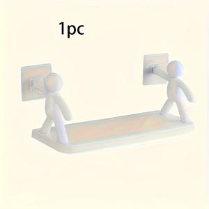 TEMU 1개 무드릴 접착식 벽걸이 - 귀여운 화이트 플라스틱 욕실, 주방, 메이크업 & 룸 데코 정리함, 공간 절약형 디자인, 욕실 선반, 재미있는 형태, 쉬운 설치, 모던 선반, 튼튼한 구조, 벽걸이 선반, DIY 홈 데코, 샤워 액세서리 랙, 선반, 세련된 선반,가벼운 선반,벽걸이 랙,작은 공간 생활
