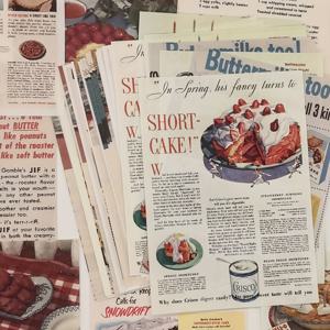 TEMU 레트로 영어 디저트 손 계산기 베이스 다이어리 장식 재료 종이 50매 1팩